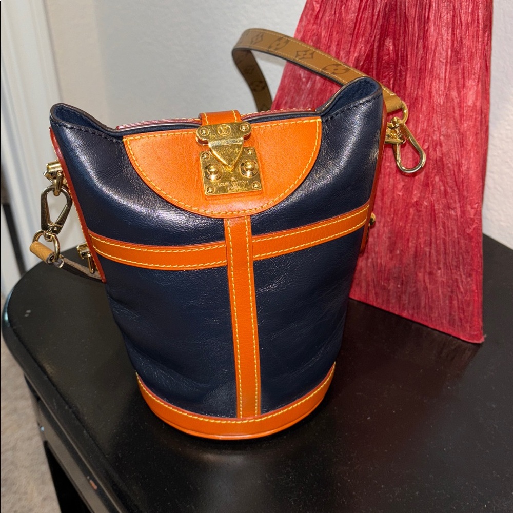 Black and Brown Leather Bucket Bag